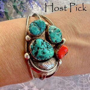 ✨Host Pick✨ Vintage Turquoise & Coral Native Cuff